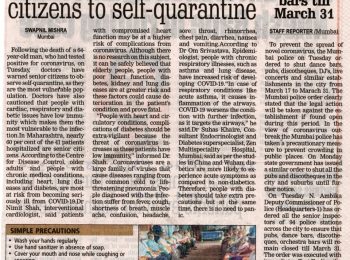 city doctors urge senior citizens to self quarantine